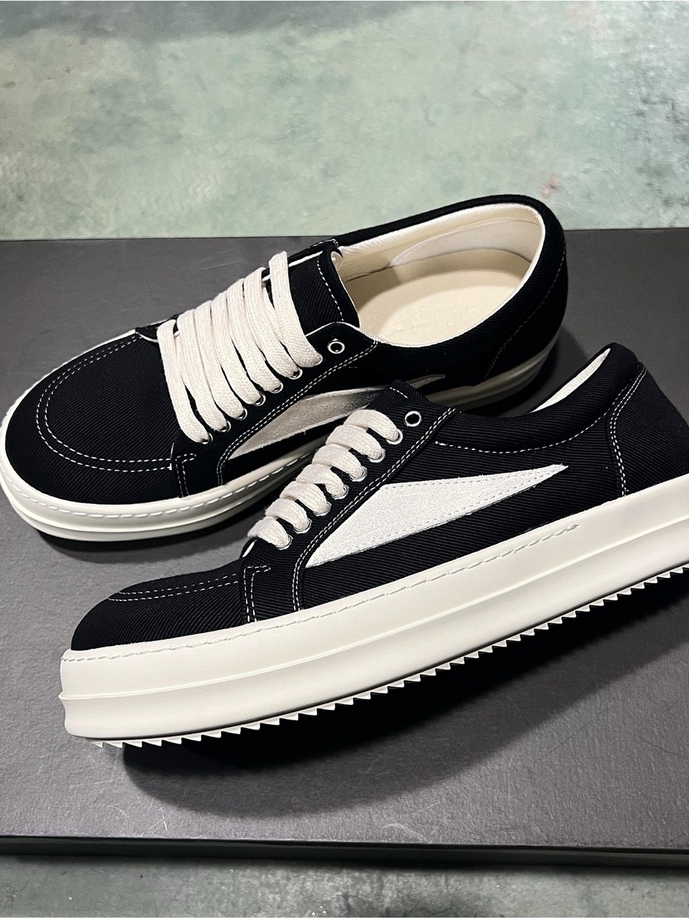 Rick Owen Black Canvas Porterville Low Shoes